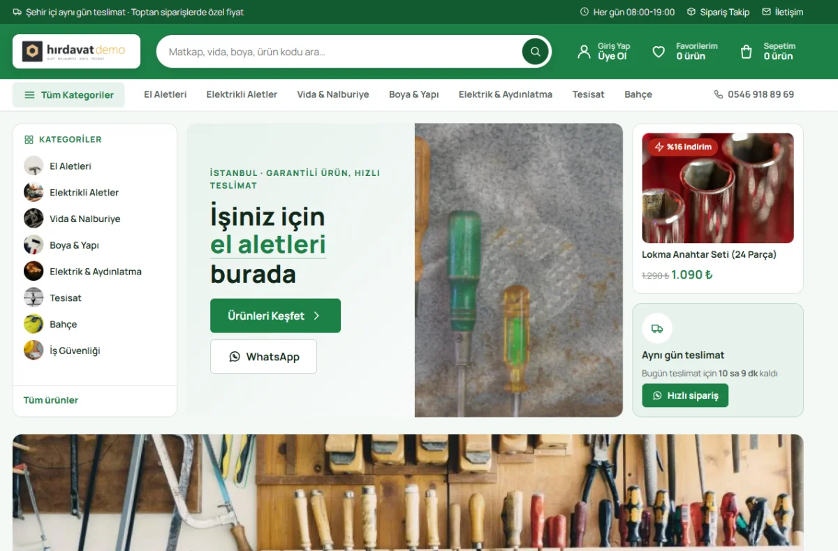 Hırdavat E-Ticaret Yazılımı ekran görüntüsü